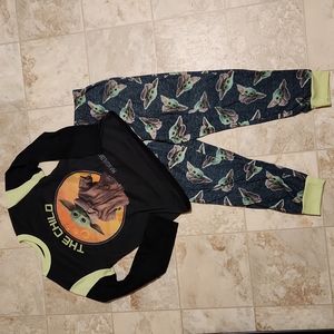 Kids Star Wars The Mandalorian Baby Yoda Grogu 2 piece long pants/sleeve